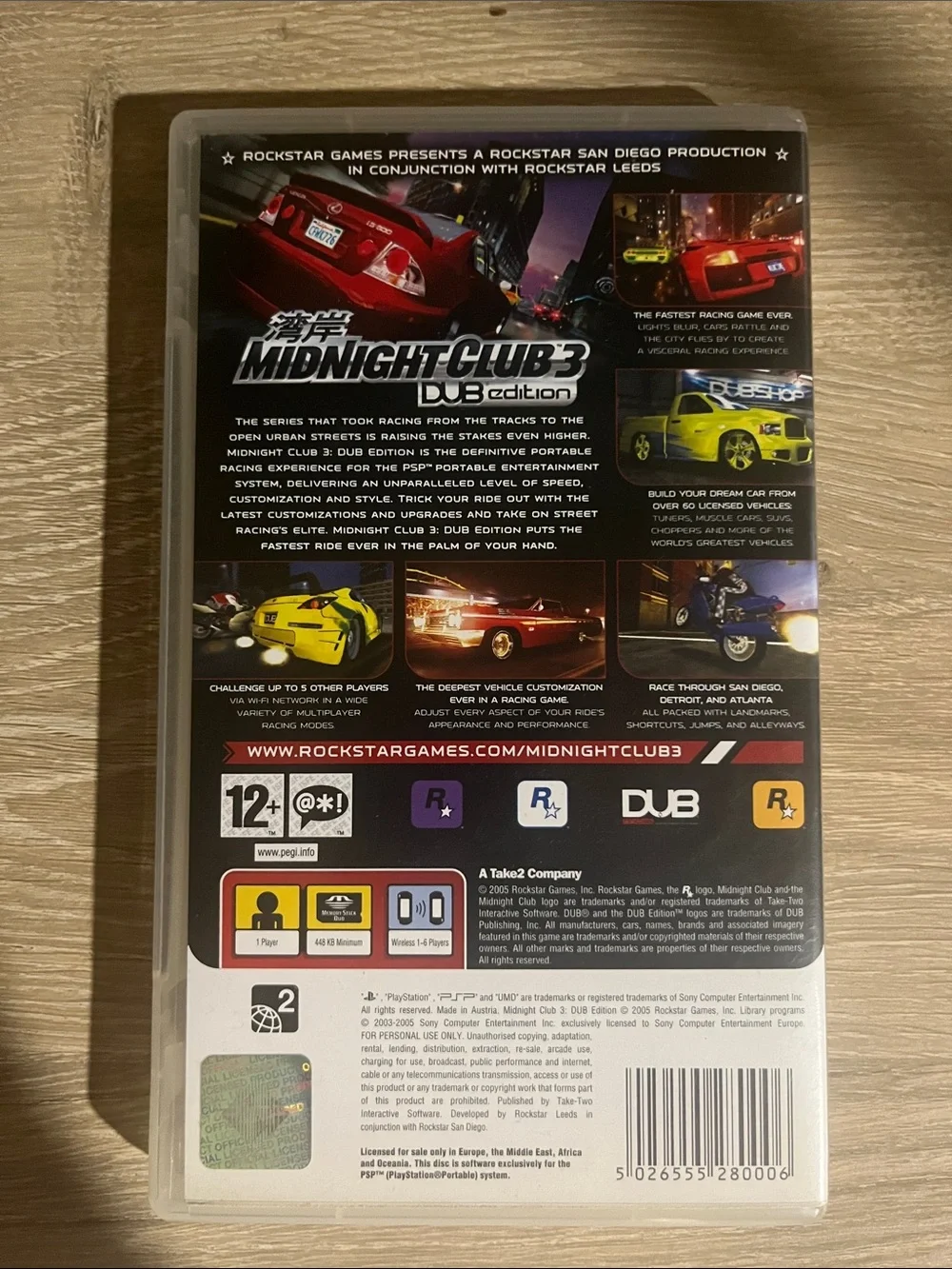 Rockstar Midnight Club 3: DUB Edition Game For Sony PSP - Disc, Case, and Manual